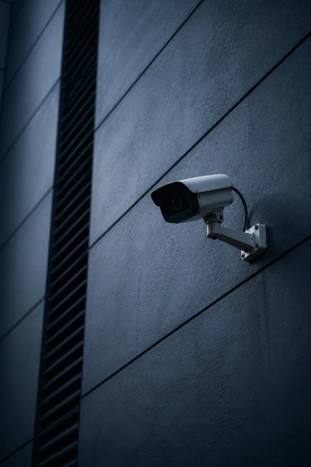 Close-up of a wireless security camera on a wall